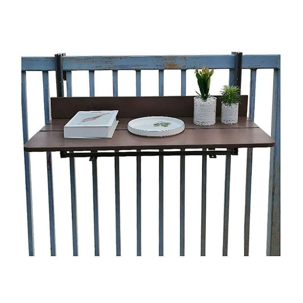 Aeow Folding Table - Adjustable Hanging Balcony Table, Imitation Wood Foldable Deck Table for Laptop, Bar, Patio Railing, Dining - Brown | Perfect for Small Spaces, Outdoor Relaxation & Workspace