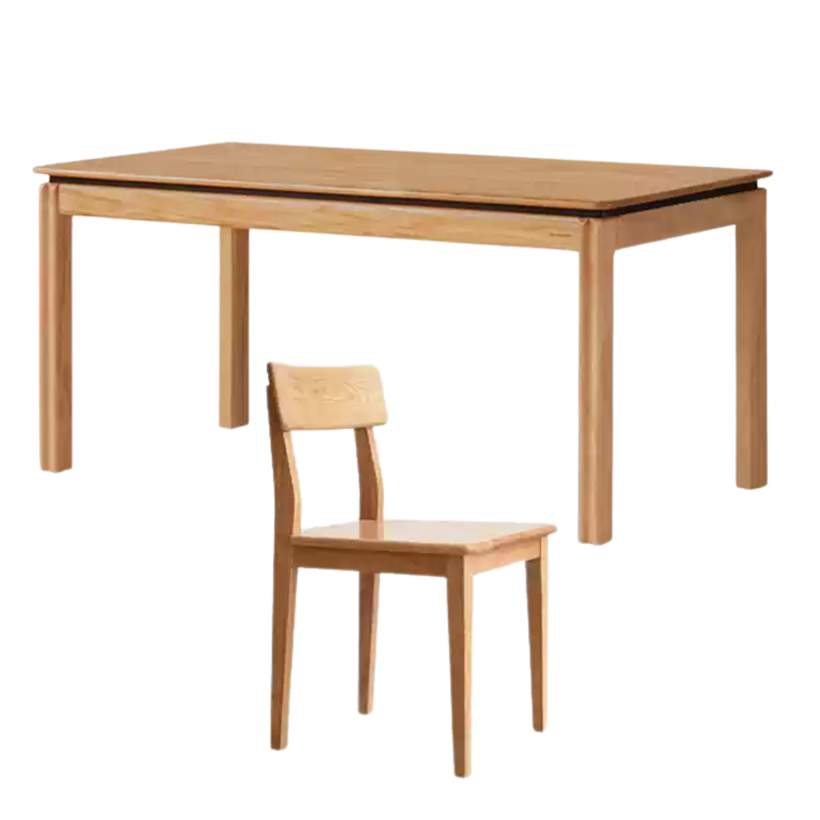 62.9x33.4x29.9 inch / 160x85x76cm / Natural wood color / dining table + six chairs solid wood chair