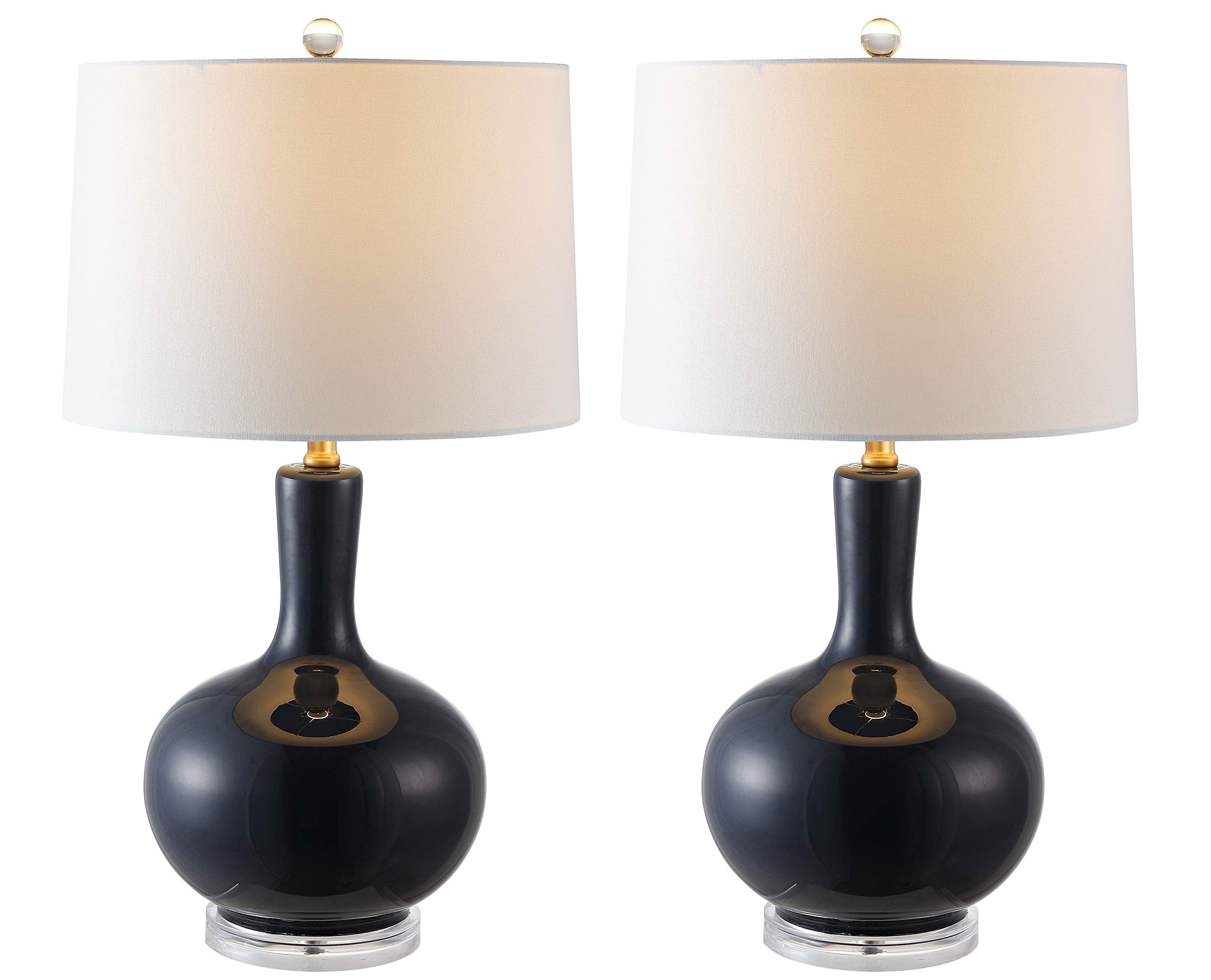 SAFAVIEH Nilla Modern Contemporary Navy & Clear 27-Inch Table Lamp Set of 2 with LED Bulbs - Perfect for Bedroom, Living Room, Home Office & Nightstand Lighting