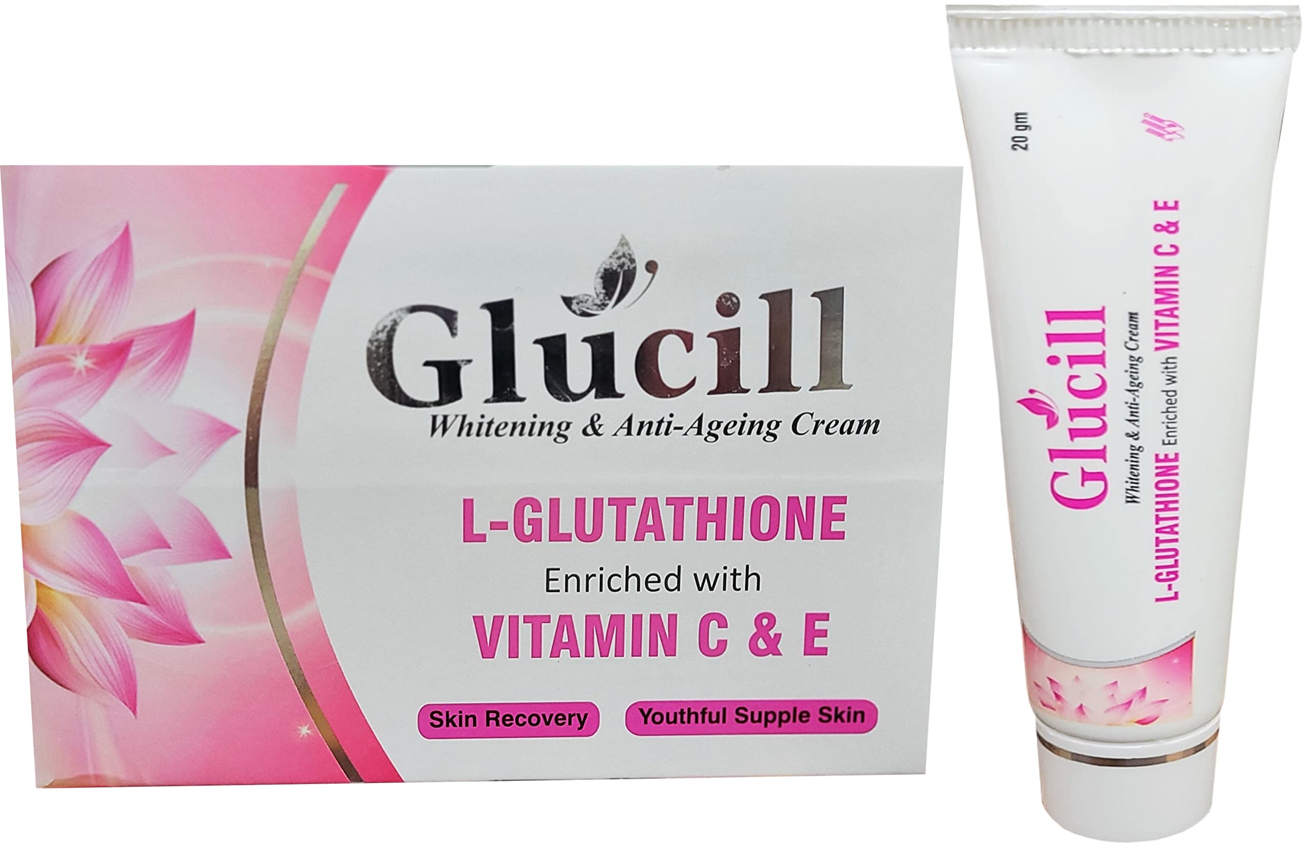 Rotex Will Impex Glutathione Skin Brightening Cream with Vitamin C & E - Anti Aging Face Moisturizer for Glowing, Youthful Skin - UV Protection & Skin Tone Lightening (20g) - Perfect for Daily Skincare Routine & Nighttime Use