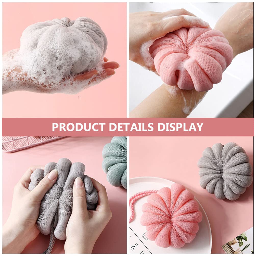 Beaupretty 4pcs Pumpkin Bath Sponges for Kids - Soft Shower Gloves & Body Wash Puff for Gentle Cleaning - Perfect for Bath Time Fun