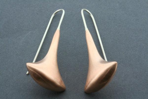 Brushed Copper Shield Earrings for Women - Boho Tribal Jewelry - Handmade Dangle Earrings for Everyday Wear & Festival Outfits