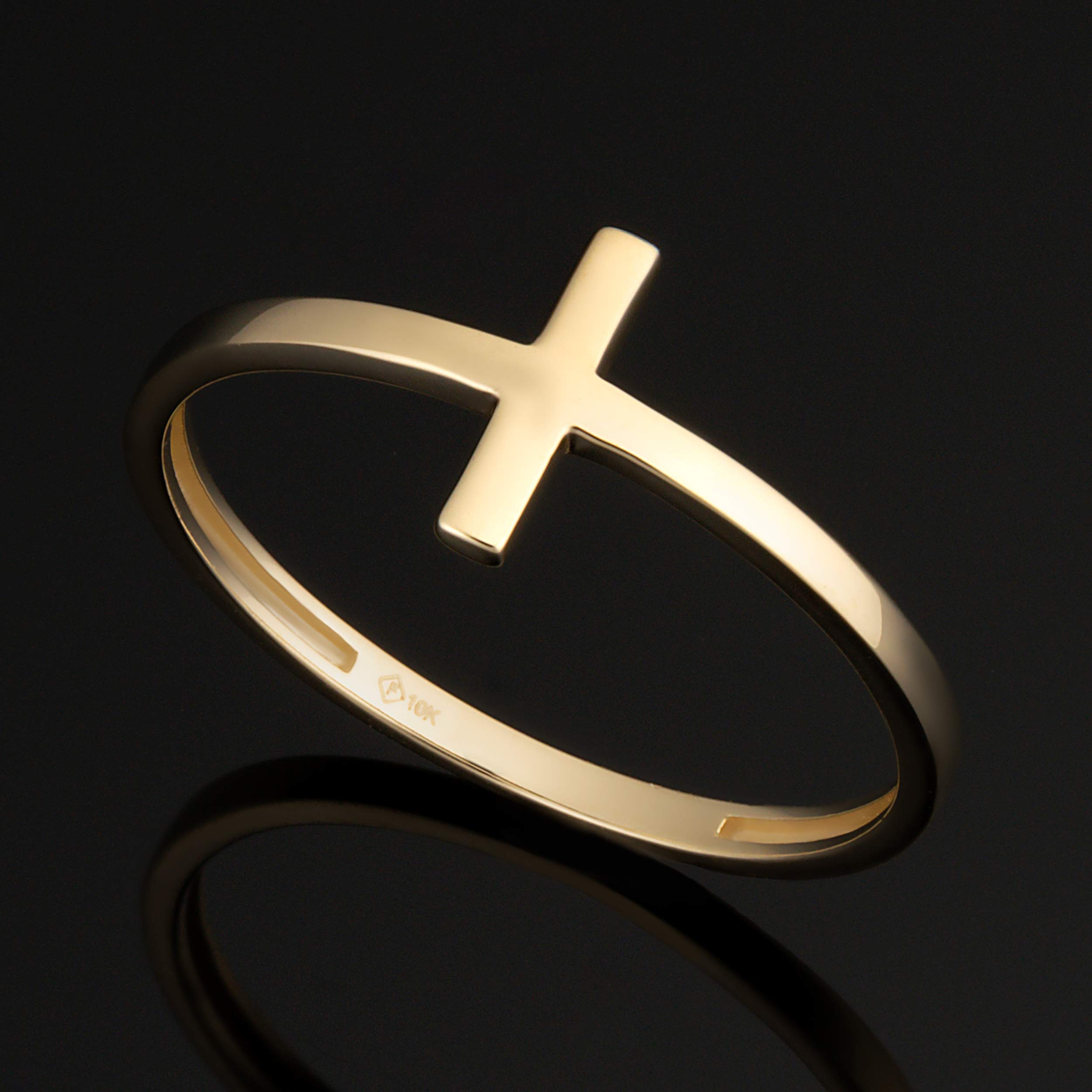 10K Yellow, White & Rose Gold Cross Ring for Women & Men - Religious Jewelry Gift for Baptism, Confirmation & Everyday Wear - Kooljewelry