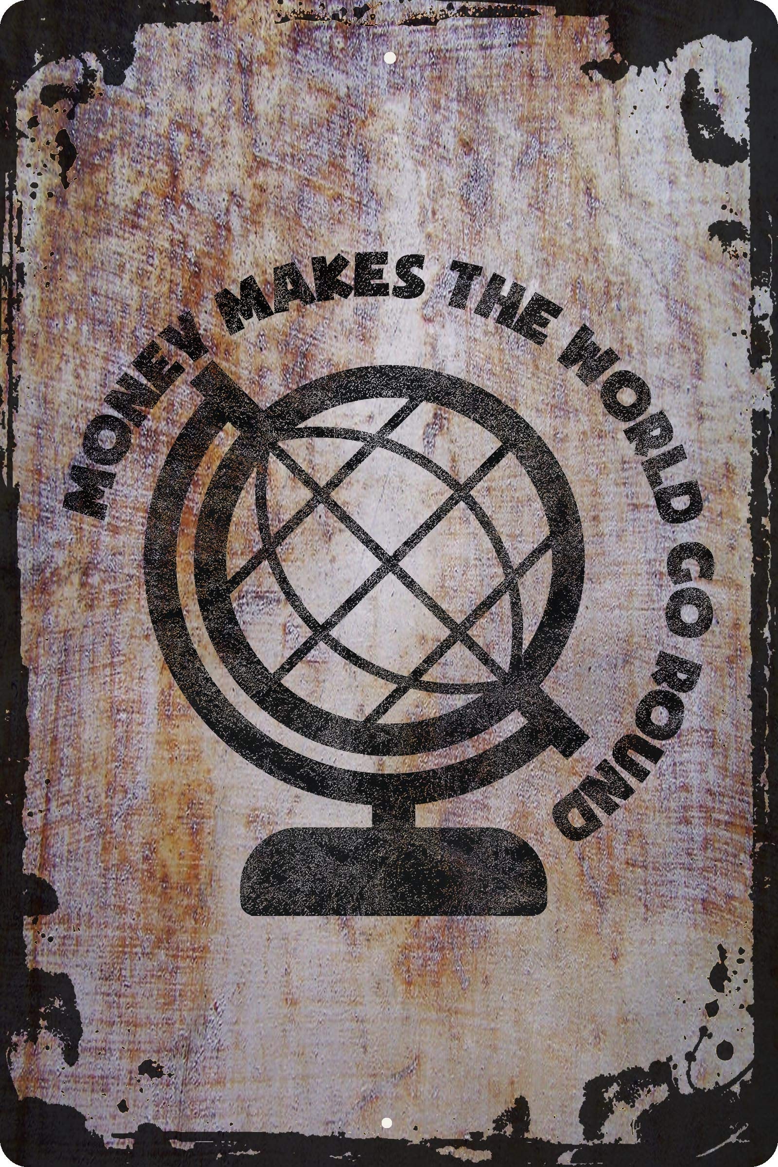 Funny Money Globe Wall Art Decor - 12x18 Inch Beige World Map Print for Office & Home - Unique Gift for Finance Lovers & Wealth Abundance Theme Decor