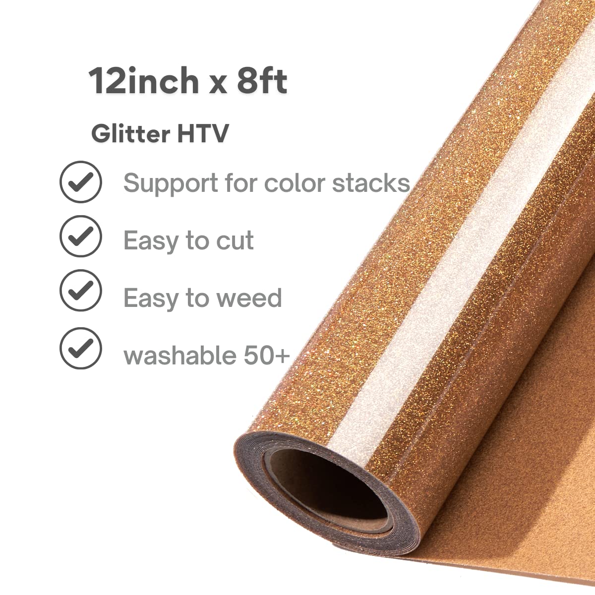 Premium Gold Glitter Heat Transfer Vinyl (HTV) - 12