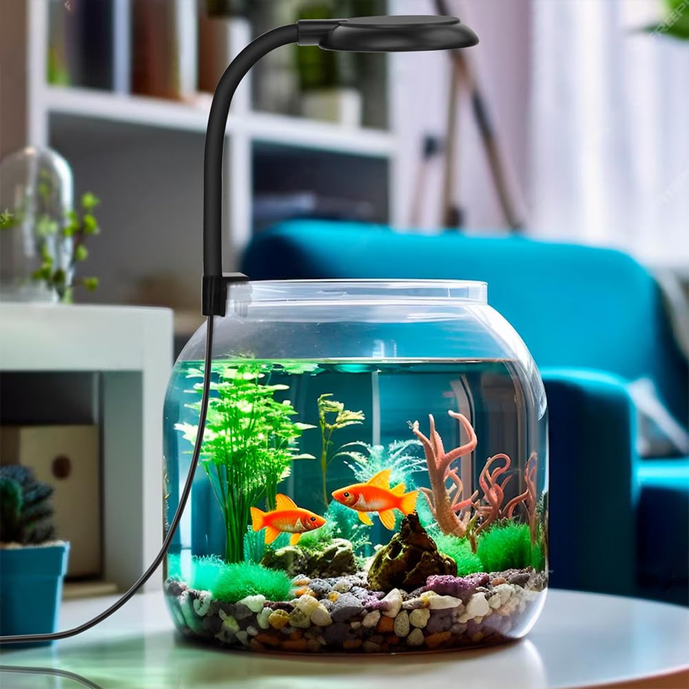 7W Mini Clip-On Aquarium LED Light - Dimmable USB Fish Tank Light with White Red Blue Green LEDs for 1-3 Gallon Tanks | Perfect for Betta Fish, Shrimp & Small Aquariums