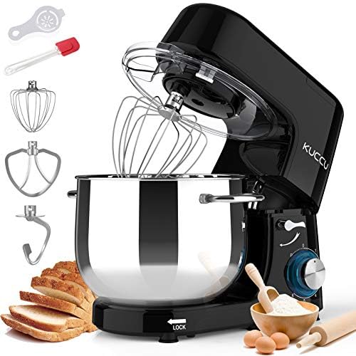**9.5 Qt 660W Stand Mixer - 6-Speed Tilt-Head Electric Kitchen Mixer with Dough Hook, Flat Beater & Wire Whisk, Large Mixing Bowl (Black) - Perfect for Baking Bread, Cakes, Cookies & More**