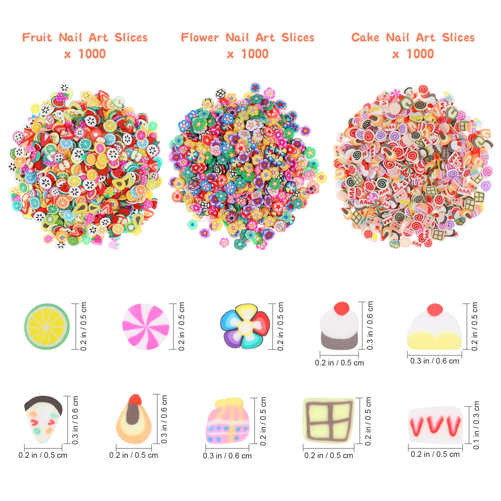 Lurrose 3000pcs Mini Fruit Slices for Nail Art - Polymer Clay Decorations, 3D Plum Petals, DIY Nail & Cake Decorations - Perfect for Manicures, Flower Clay Art, and Creative Crafting