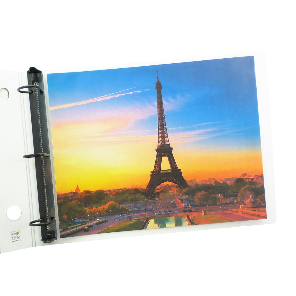 14 x 11 Inch 3-Ring Binder with 75 Sheet Protectors - 1.5 Inch D-Ring, Archival Safe, Acid-Free - Perfect for School, Office & Document Organization