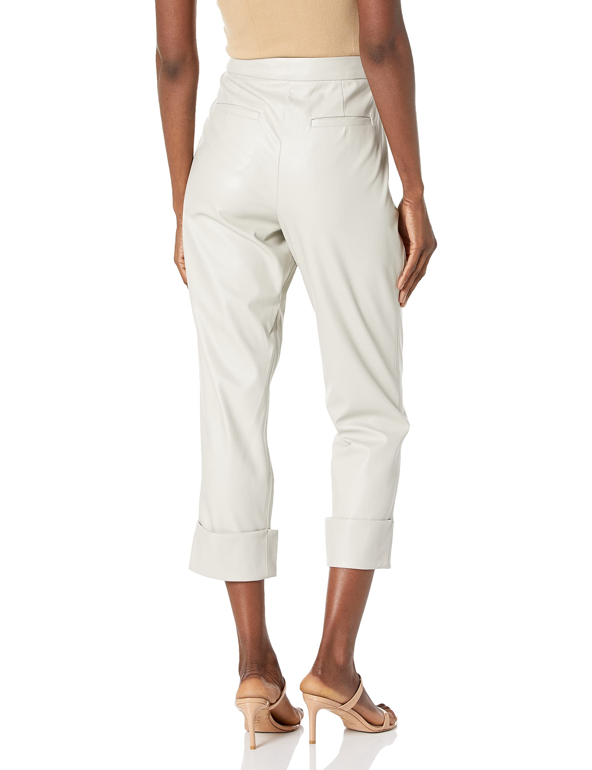 Trina Turk Women's Vegan Leather Cropped Pants - High Waisted Stretch Faux Leather Trousers for Work, Office & Night Out | Comfortable & Stylish Vegan Fashion