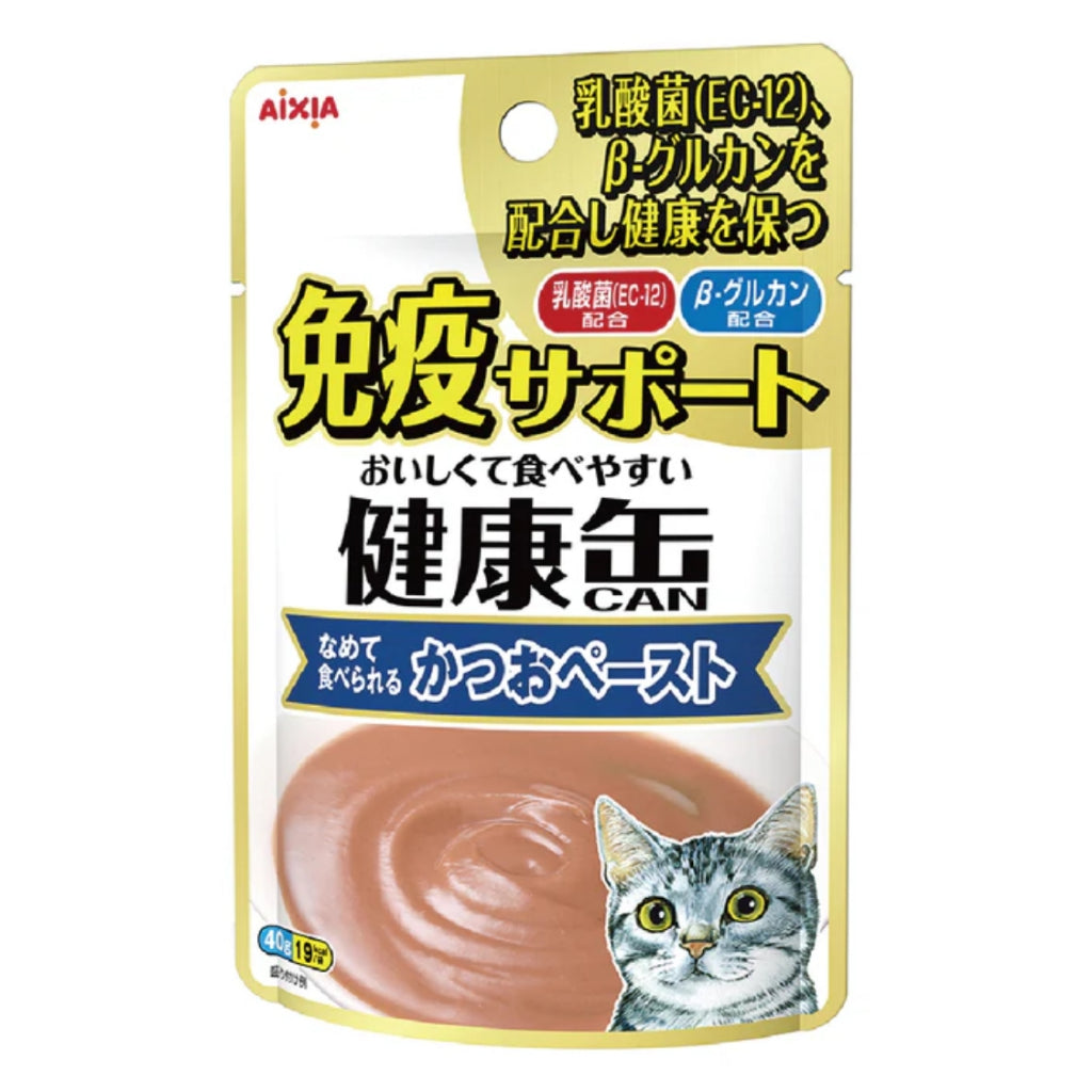 Aixia Kenko Pouch 40g Cat Treats for All Ages - Kitten to Senior Cats | Water & Energy Supplement with Oral Care Benefits | 3 Texture Varieties | Perfect for Hydration Boost & Dental Health at Home or Travel