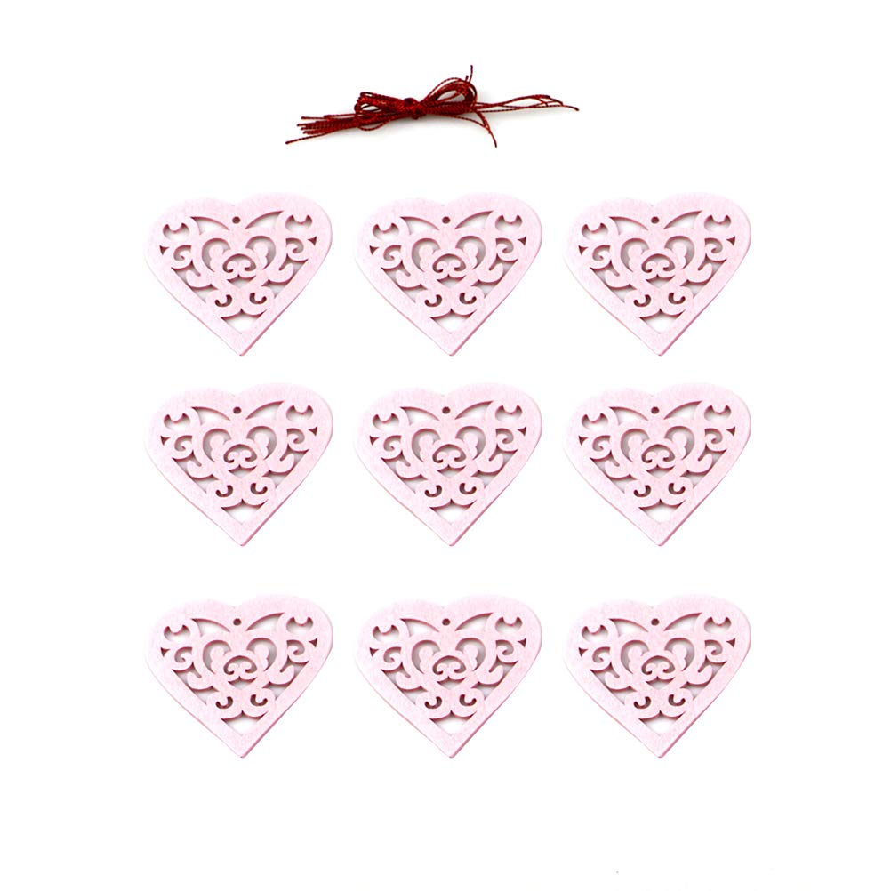 Amosfun Hollow Love Pendants - Handmade Wooden DIY Craft Ornaments for Wedding, Party & Home Decor - Pink Heart-Shaped Party Supplies (Perfect for Valentine's Day, Bridal Showers & Anniversary Gifts)