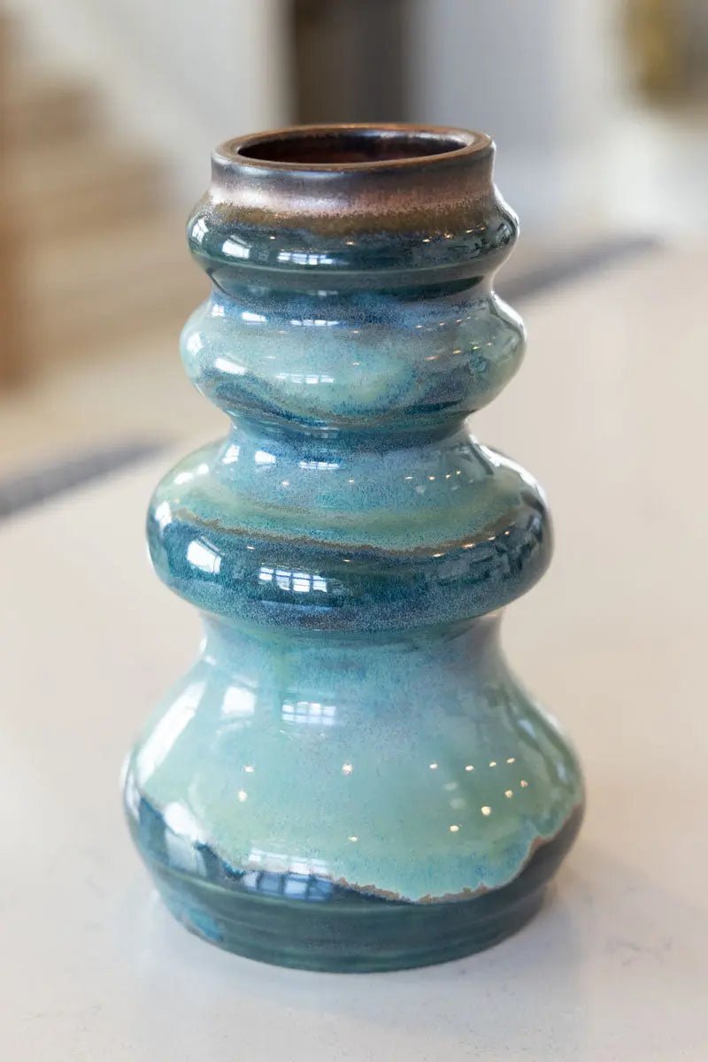 Premium Large Contemporary Bubble Pot in Coppers, Greens & Creams - Modern Home Decor for Living Room, Bedroom, or Office