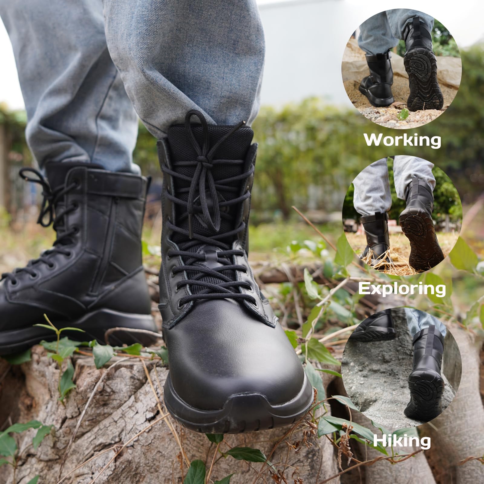 Soulsfeng Men's Tactical Boots - Lightweight Military Combat Hiking Work Boots for Men & Women | Outdoor Adventure, Work Safety, Daily Wear