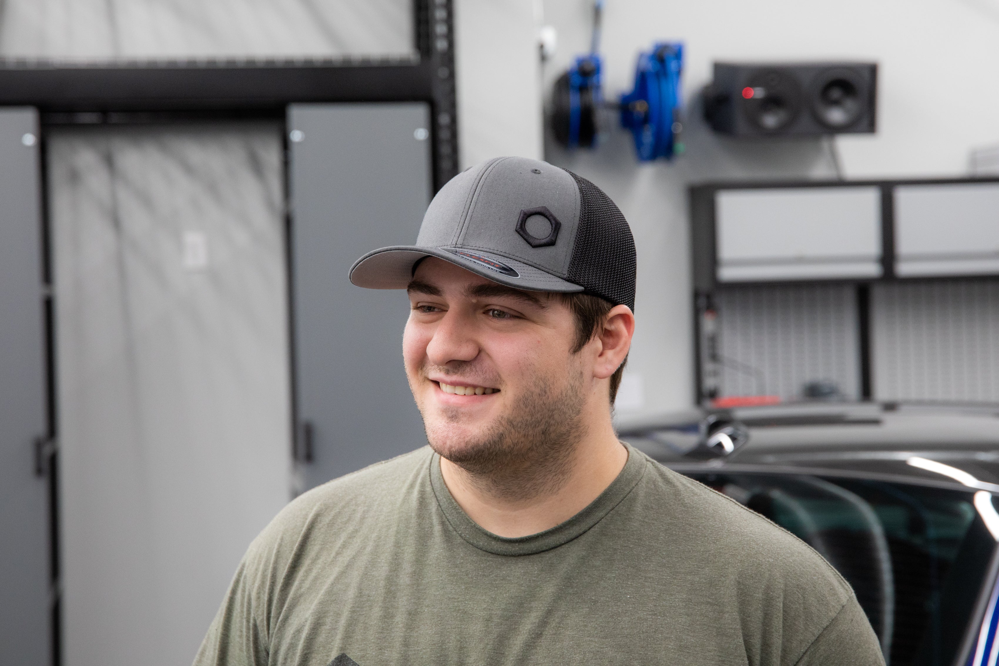 Obsessed Garage Raised Hex Hat Flexfit - Premium Adjustable Baseball Cap for Men & Women - Perfect for Outdoor Activities, Sports, and Casual Wear