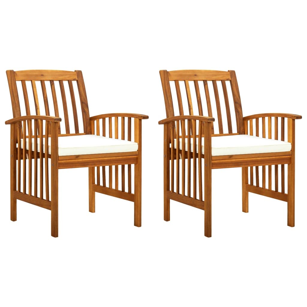 Stylish Acacia Wood Dining Chairs with Cushions - Set of 2, Perfect for Bistro, Cafe, Patio, Kitchen & Dining Room - Comfortable Arm Chairs for Indoor and Outdoor Use