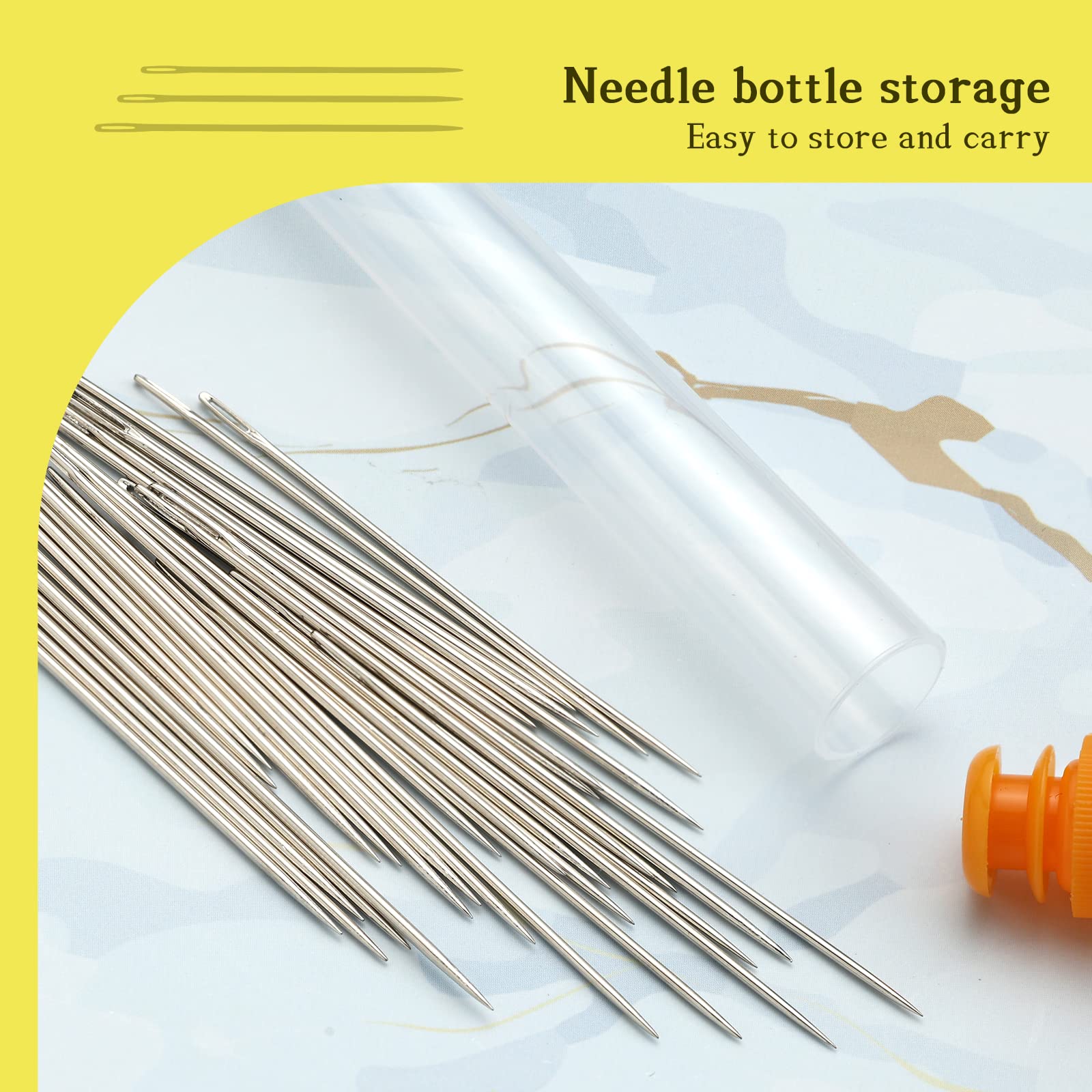 Large Eye Sewing Needles Set - 3 Sizes (30 Count) Premium Hand Stitching Needles with Clear Storage Tube for Embroidery, Quilting & Crafting Projects - Perfect for DIY Sewing, Fabric Repair & Needlework