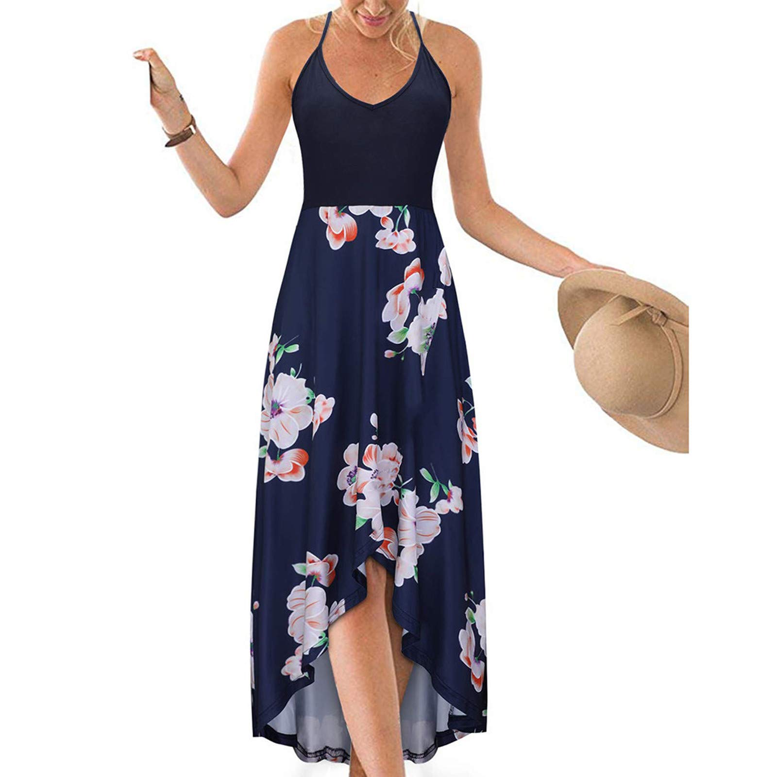 Plus Size Floral Maxi Dress for Women - Summer Casual Loose Long Sleeveless Beach Dress | Perfect for Vacations, Parties & Outdoor Events