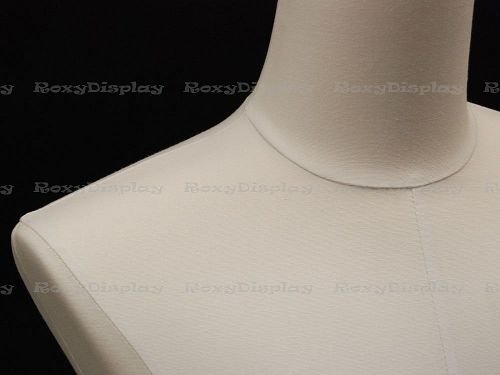 Professional White Linen Dress Form Mannequin - Adjustable 3/4 Torso with Thighs for Women, Pinnable Sewing Dummy with Sturdy Rolling Cast-Iron Base (Model #F1WL-WB02T) - Perfect for Fashion Design, Tailoring, and Boutique Display