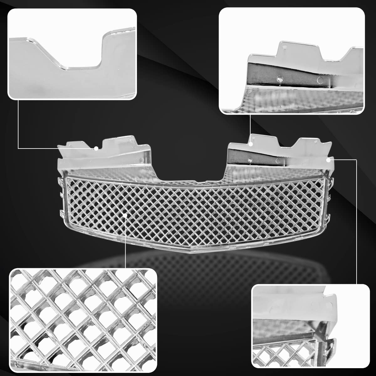 Autozensation Chrome Front Grille Compatible with Cadillac CTS-V 2003-2007 | Replacement Car Grill for Enhanced Style & Performance | Perfect for Car Upgrades, Shows & Street Racing