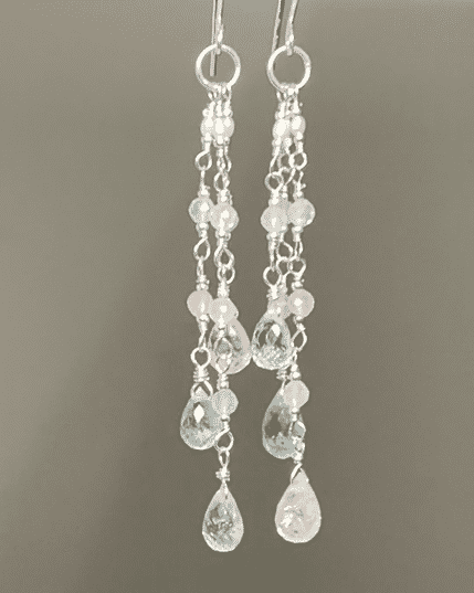 Aquamarine Gemstone Dangle Earrings for Women - Sterling Silver Long Tassel Drop Earrings - Perfect for Weddings, Parties & Evening Events