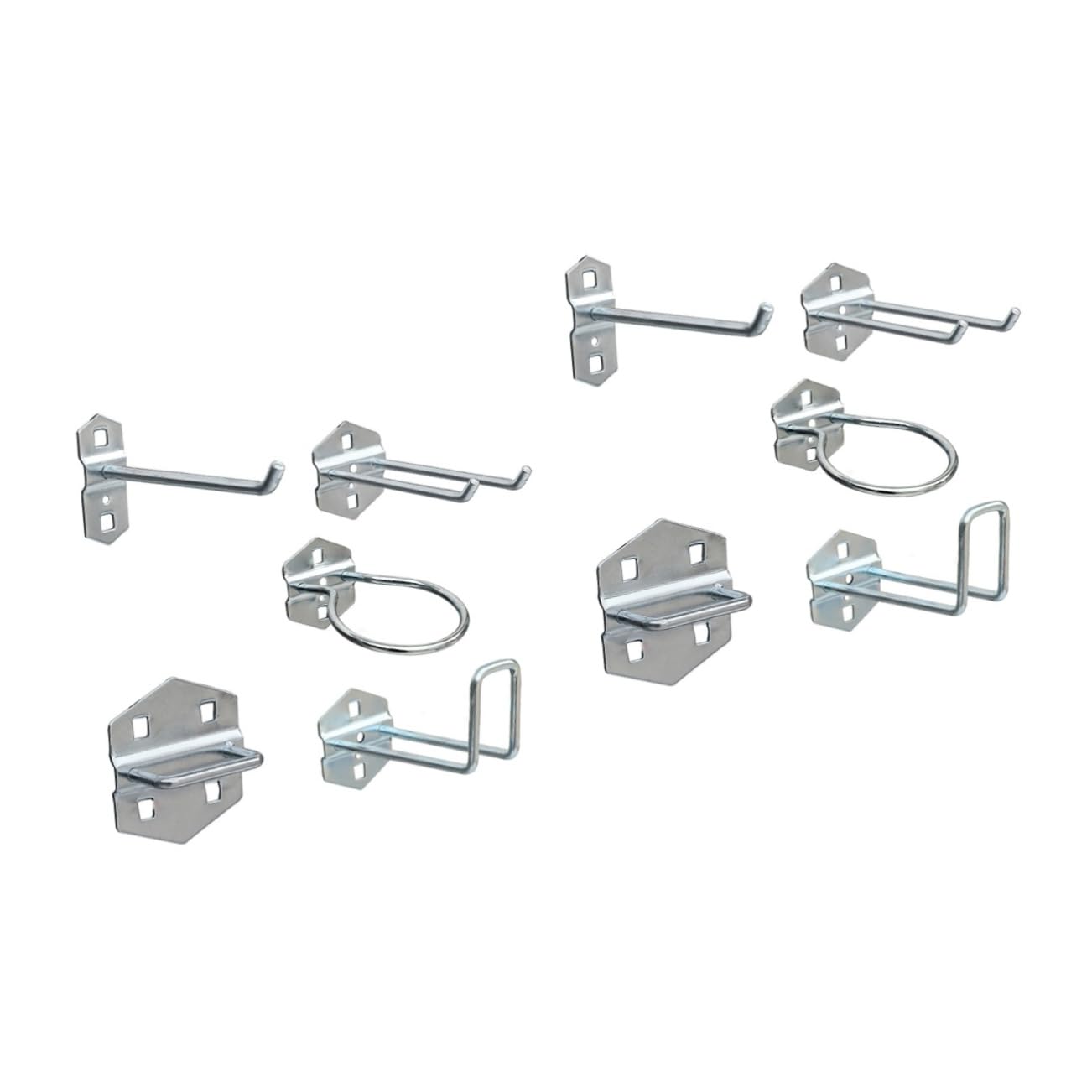 SKISUNO 2-Pack Heavy Duty Silver Iron Pegboard Hooks - Durable Garage Tool Organizer for Shelves, Chip Stocking & Wall Storage | Perfect for Workshop, Garage & Home Organization