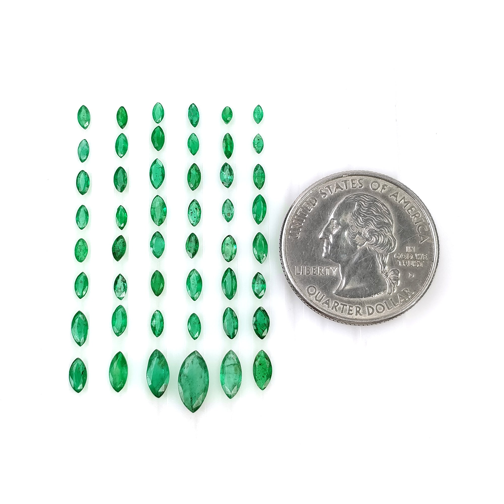 Natural Untreated 5.50cts Green Emerald Gemstone Marquise Cut (3x1.5mm to 9x4.5mm) - 48pcs for Jewelry Making, Engagement Rings & DIY Crafts