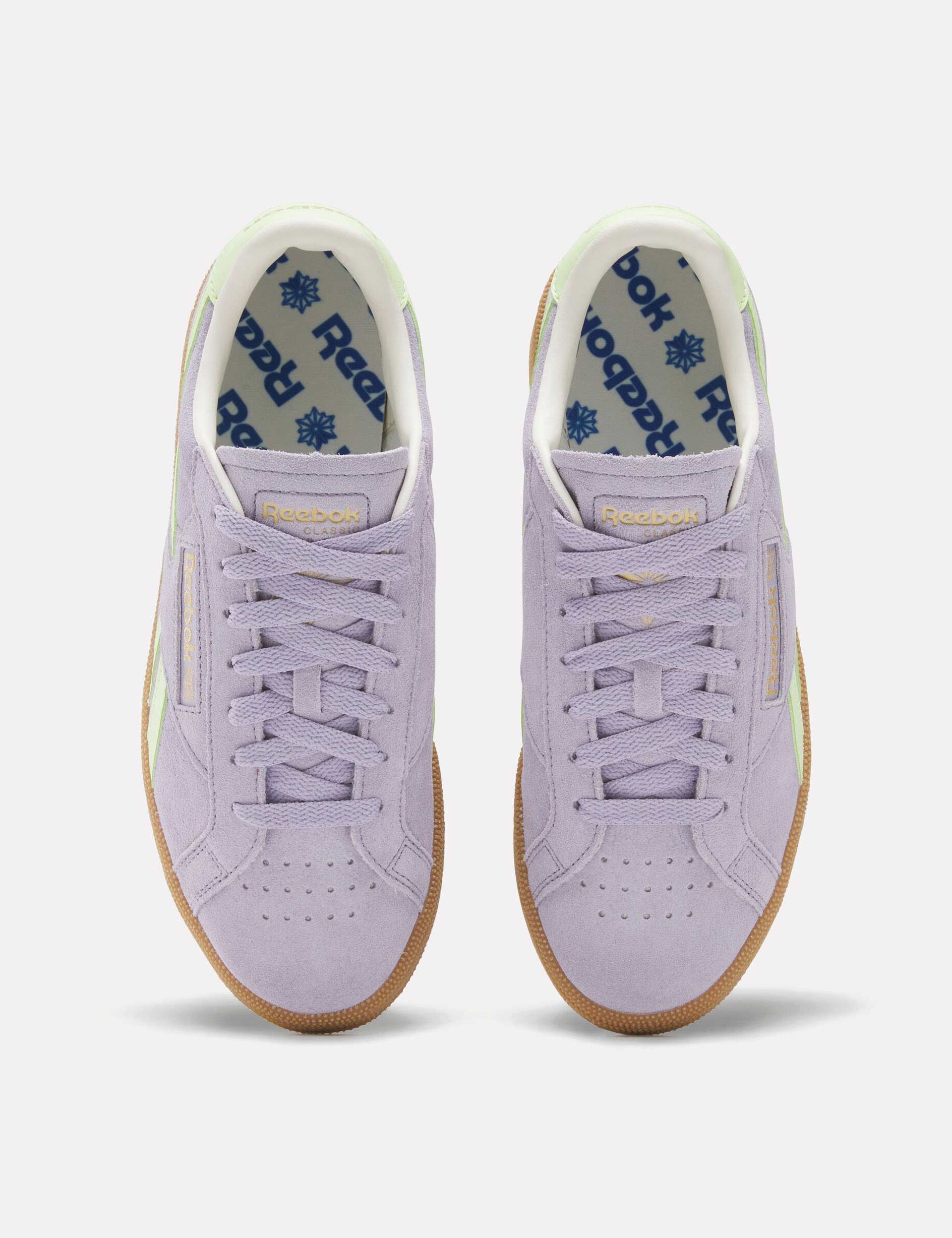 Reebok Club C Grounds Sneakers for Men & Women - Dusk Purple/Astro Lime/Gum - Retro Tennis Shoes for Casual Wear & Street Style
