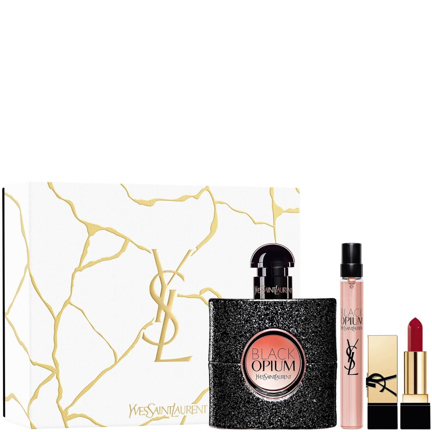 Yves Saint Laurent Black Opium Eau de Parfum 50ml Gift Set with Mascara & Lipstick - Floral Vanilla Perfume for Women, Luxurious Fragrance Gift for Her, Perfect for Date Night & Special Occasions