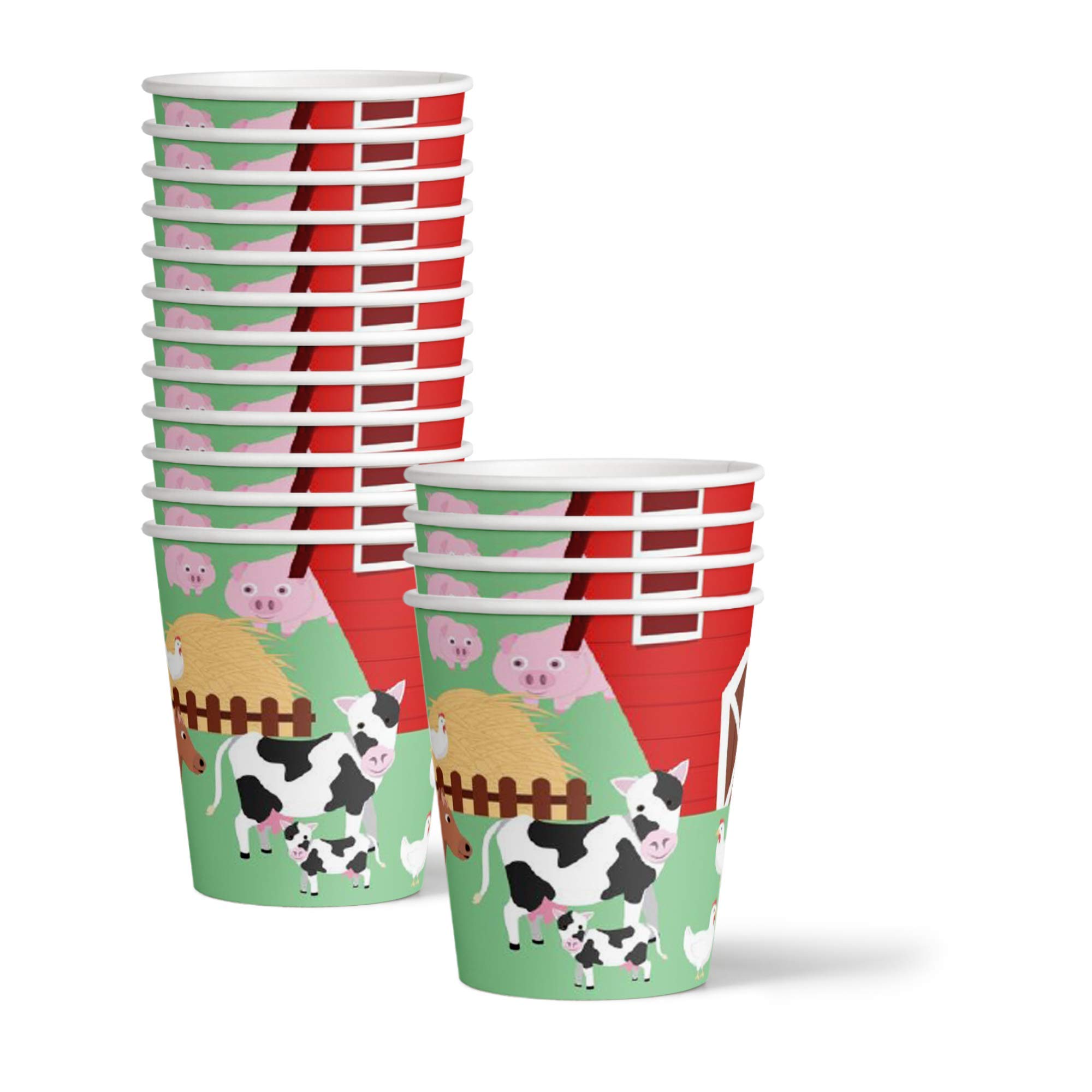Barnyard Farm Animals Birthday Party Supplies Set - 16-Piece Tableware Kit with Plates, Napkins & Cups for Kids' Farm-Themed Parties