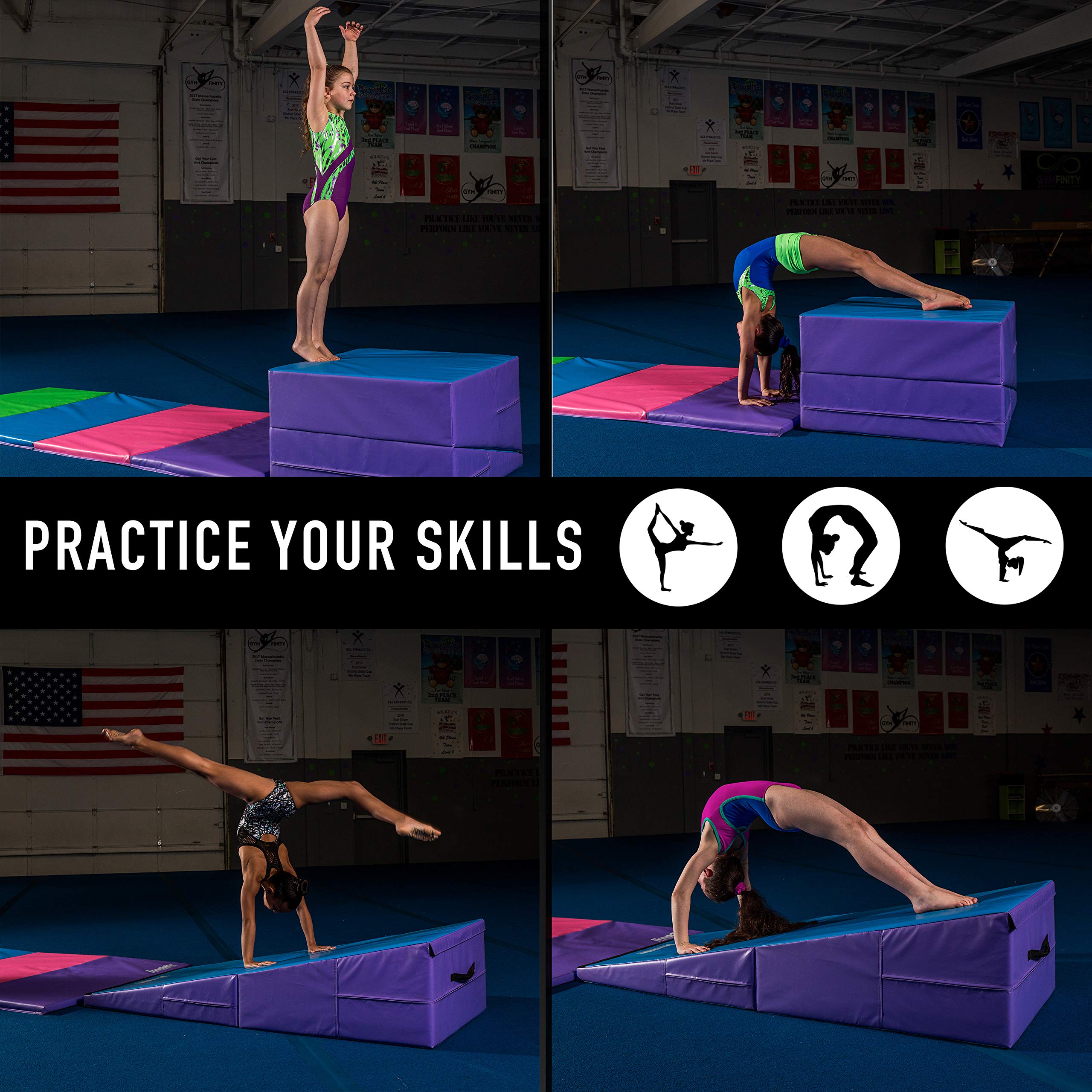 Franklin Sports Folding Gymnastics Cheese Mat - Professional Grade Gym Equipment for Tumbling, Bar & Beam Training - Exercise Mat for Home & Institutional Use - Perfect for Gymnastics, Yoga & Fitness Workouts