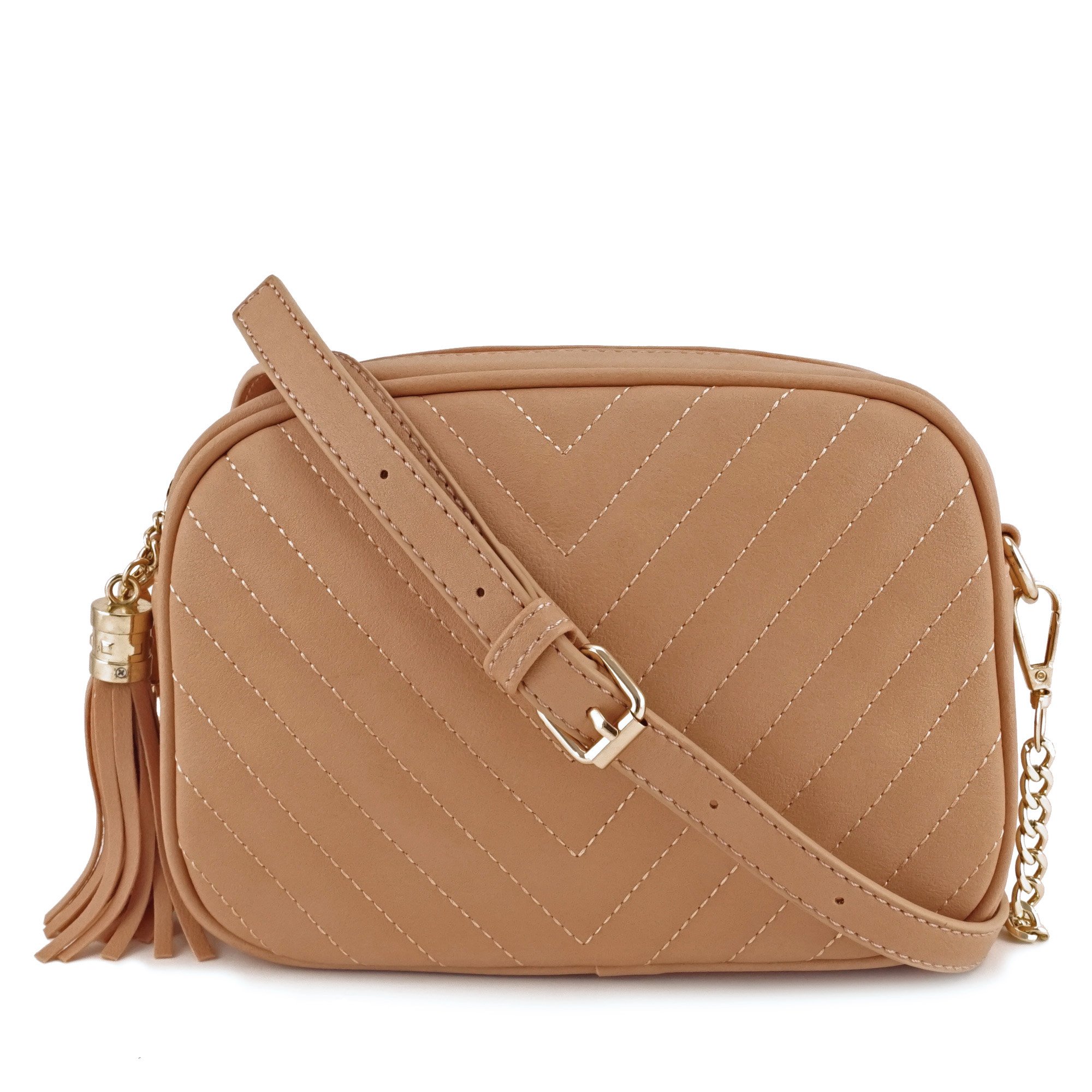 Stylish Crossbody Bag with Adjustable Metal Chain Strap & Tassel Zipper Closure - Perfect for Everyday Use, Travel, and Night Out Accessories