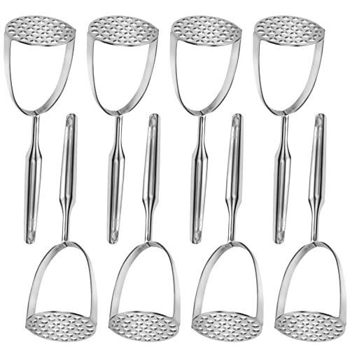 YBM HOME Stainless Steel Potato Masher & Vegetable Presser - Heavy Duty Kitchen Tool for Smooth Mashed Potatoes, Baby Food & Cooking Prep - Silver 2411-8