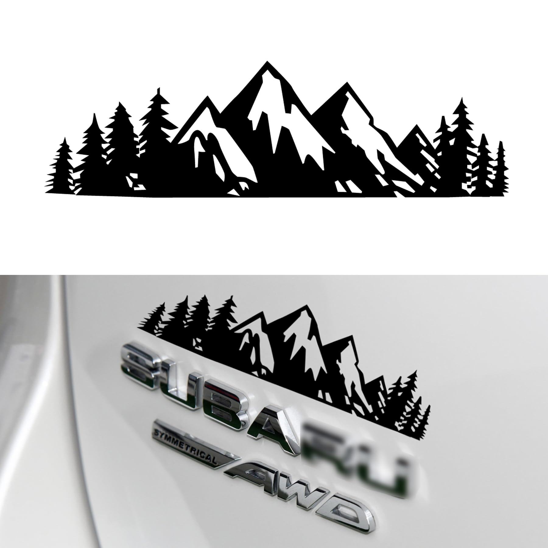 SINGARO Vinyl Snow Mountain Tree Decal Sticker - Car Trunk Logo Sticker for Exterior Decoration - Waterproof & Durable (Black) - Perfect for Cars, Trucks, SUVs & Motorcycles