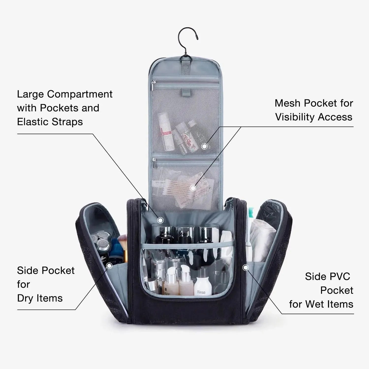 Premium Atlas Travel Hanging Toiletry Bag - Waterproof Cosmetic Organizer for Men & Women - Perfect for Camping, Gym, Business Trips & Air Travel