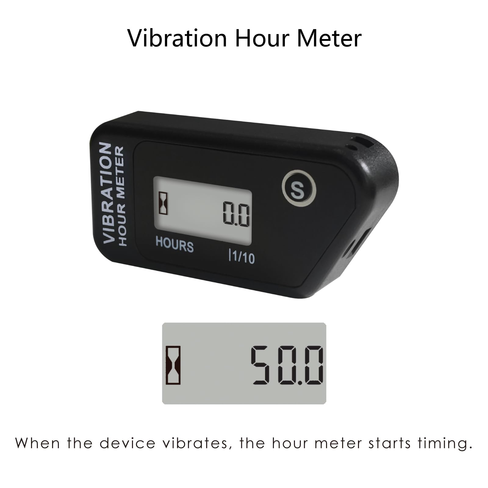 Jayron Digital Self-Powered Wireless Hour Meter - Vibration Activated, Resettable Job Timer with User Lock | Perfect for Generators, Lawn Mowers, Marine Engines, ATVs & Vibrating Equipment | Track Usage for Maintenance & Billing