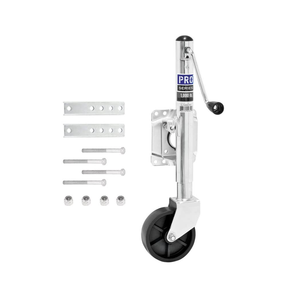Draw-Tite Trailer Jack - 1000lb Capacity Swivel Mount Marine Jack with Single Wheel & Bracket | Heavy-Duty Zinc Boat Trailer Stabilizer | Perfect for Boat Launching, Docking & Storage