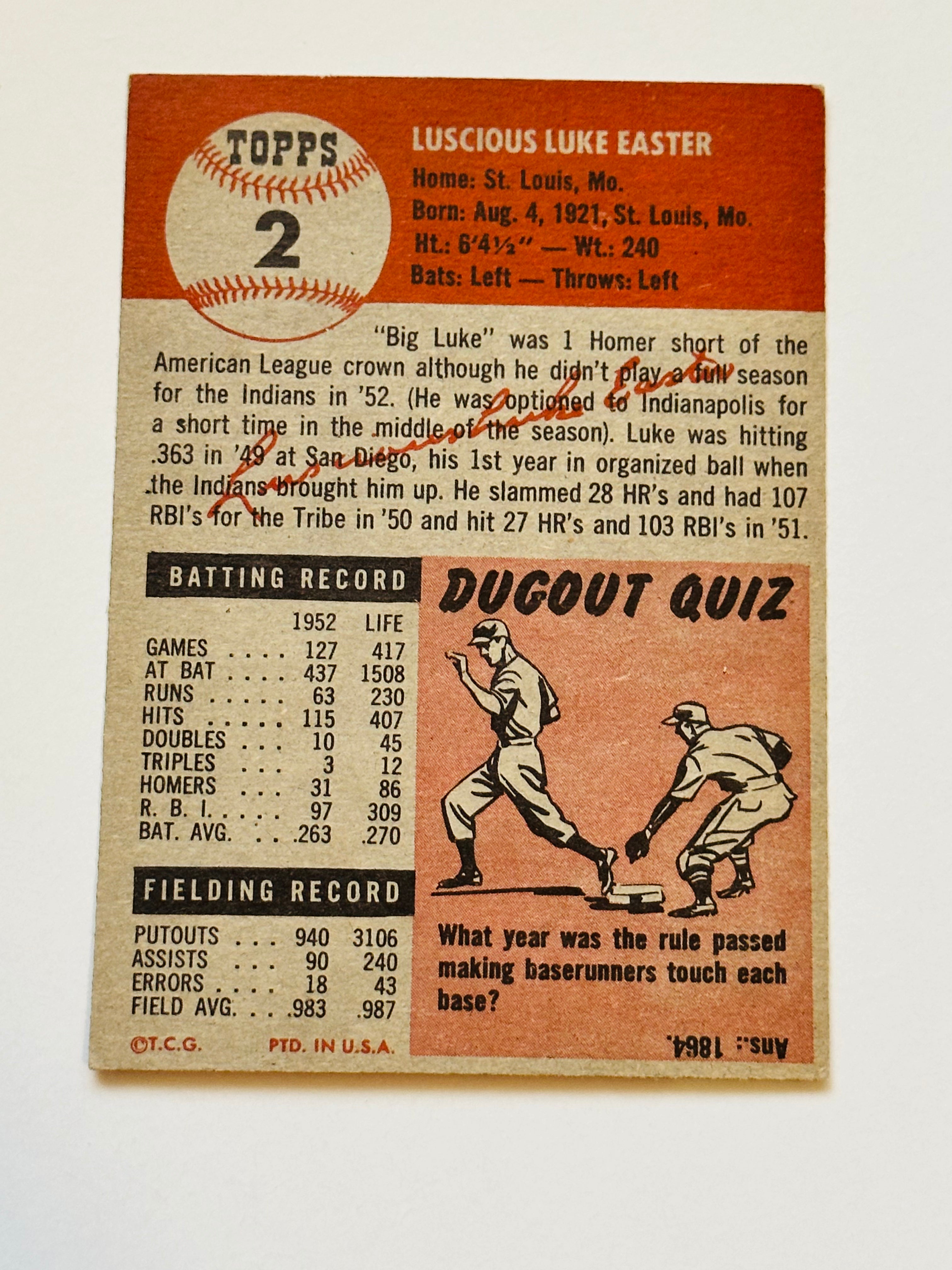 1953 Topps Luke Easter Baseball Card - Excellent Condition | Vintage Collectible for Sports Memorabilia & Trading Card Enthusiasts