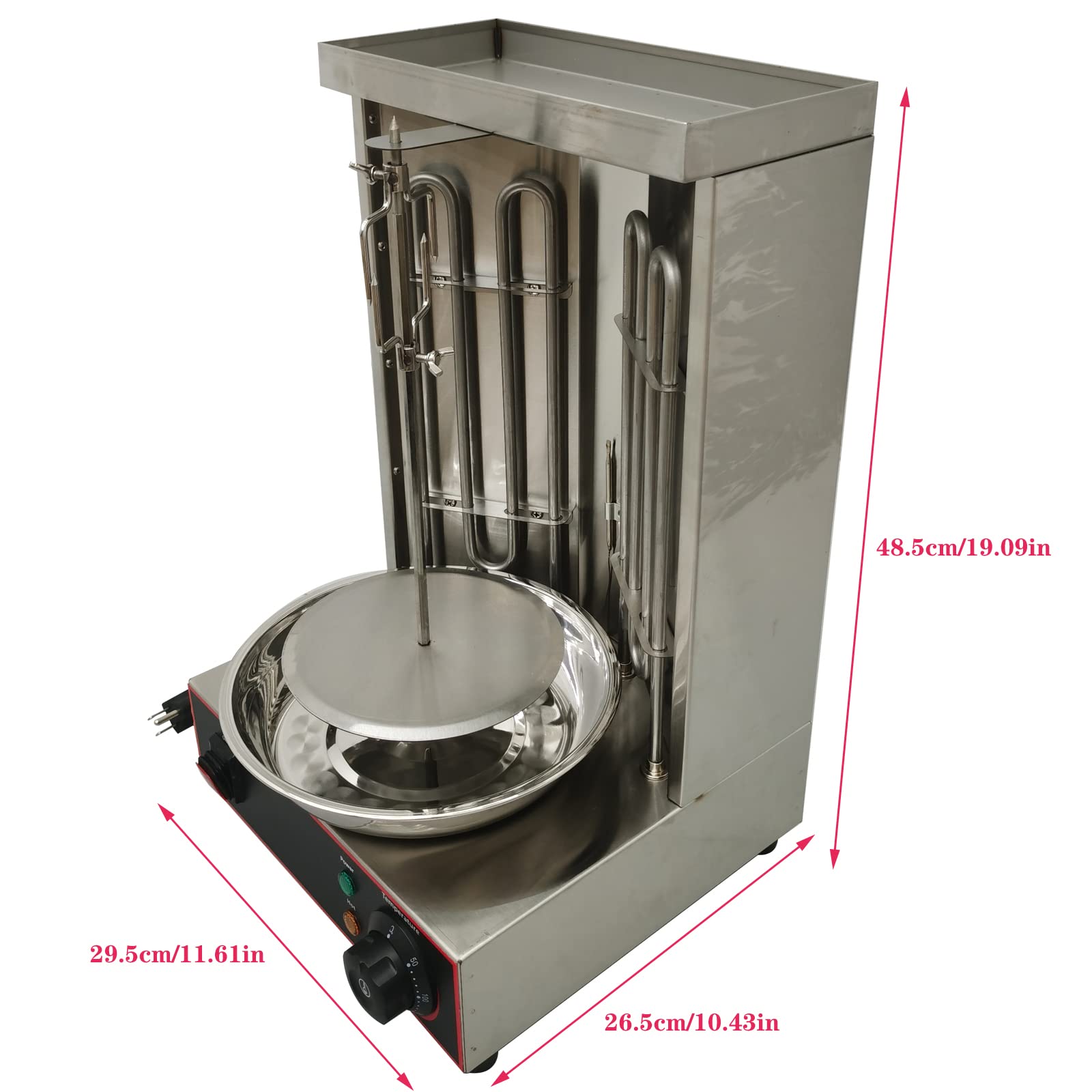 TECHTONGDA Commercial Electric Vertical Broiler - Shawarma Doner Kebab Gyro Grill Machine with Adjustable Temperature & Meat Drip Pan | Perfect for Restaurants, Food Trucks & Home Kitchens