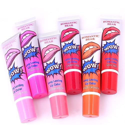 Aneesho Women's & Girls' 6-Color Tattoo Magic Peel Off Lipstick - Long Lasting Waterproof Lip Gloss Set (Pack of 6) | Perfect for Parties, Cosplay & Everyday Wear