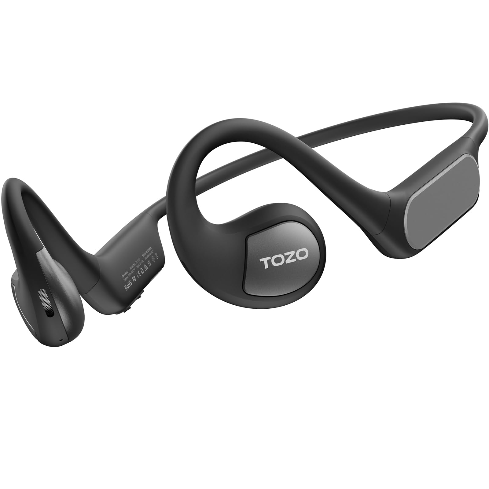 TOZO Upgraded Open Ear Bluetooth 5.3 Wireless Headphones - Air Conduction Sport Earbuds with Premium Sound, 32 EQ Modes via APP, Dual-Mic Noise Cancelling for Calls - Perfect for Cycling, Running & Outdoor Workouts