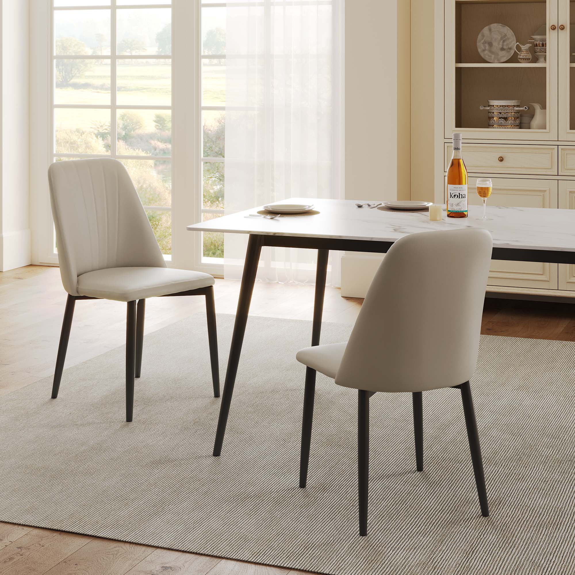 Chester Upholstered Dining Side Chairs Set of 2, Off White - Modern Kitchen & Dining Room Furniture for Home Decor