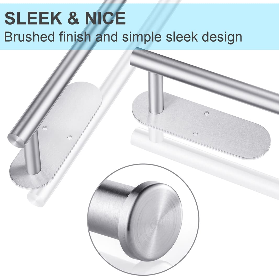 Stainless Steel Under Cabinet Paper Towel Holder 2 Pack - Wall Mount Kitchen & Bathroom Paper Towel Rack with Self Adhesive & Screws for Home, RV, Office (Silver) - Space Saving & Easy Access for Countertops