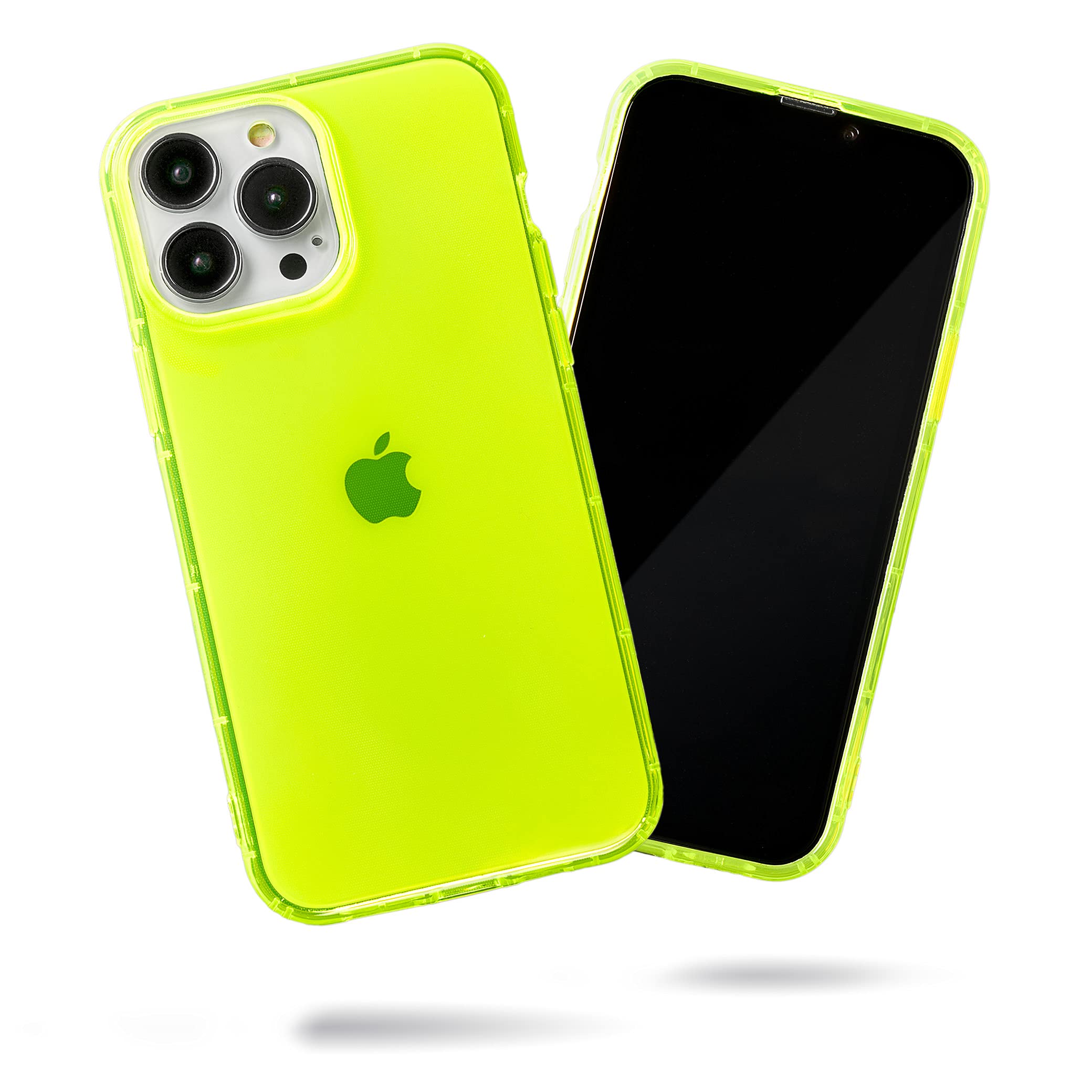 SteepLab Neon Highlighter Case for iPhone 13 Pro Max - Grippy Jelly Phone Cover with Shock-Absorbing Air Pockets in Vibrant Yellow | Perfect for Gym, Outdoor Activities & Night Visibility