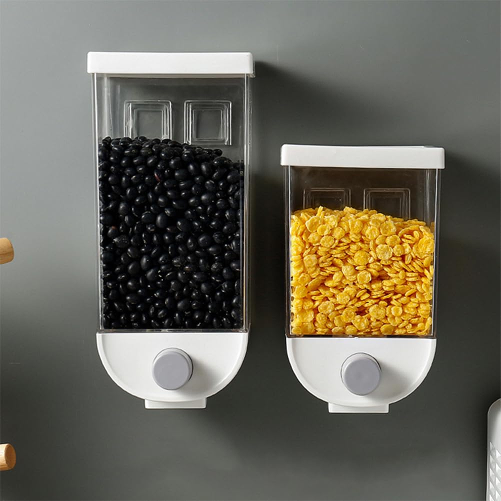 Wall Mounted Dry Food Dispenser - 1500ml Single Cereal Dispenser Box for Cereal, Grains, Nuts, Beans, Candy & Oatmeal Storage - White | Perfect for Kitchen Pantry Organization & Bulk Food Storage