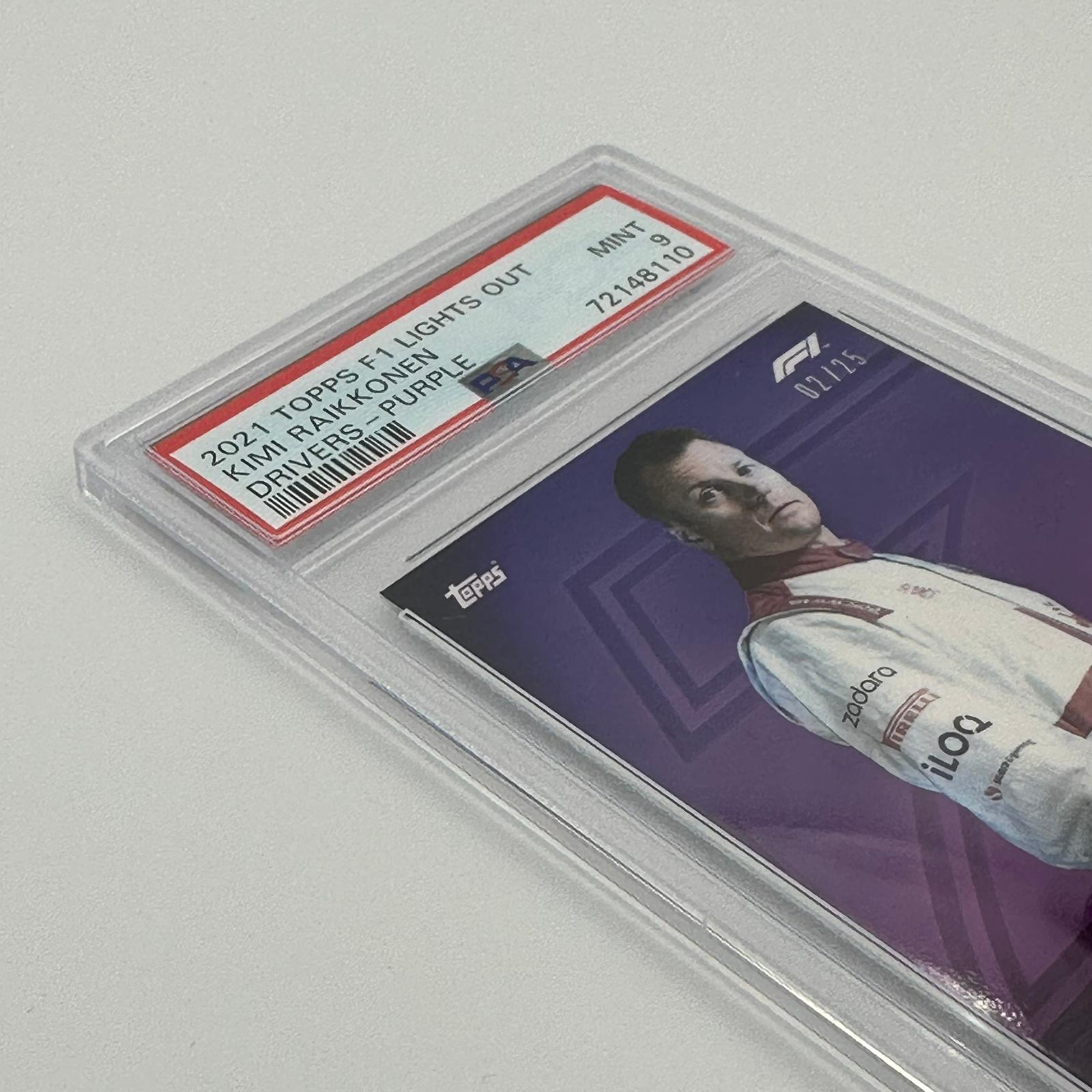 PSA 9 Graded 2002 Kimi Raikkonen Formula 1 Driver Purple Parallel Trading Card - Perfect for F1 Collectors, Sports Memorabilia Displays & Racing Enthusiasts