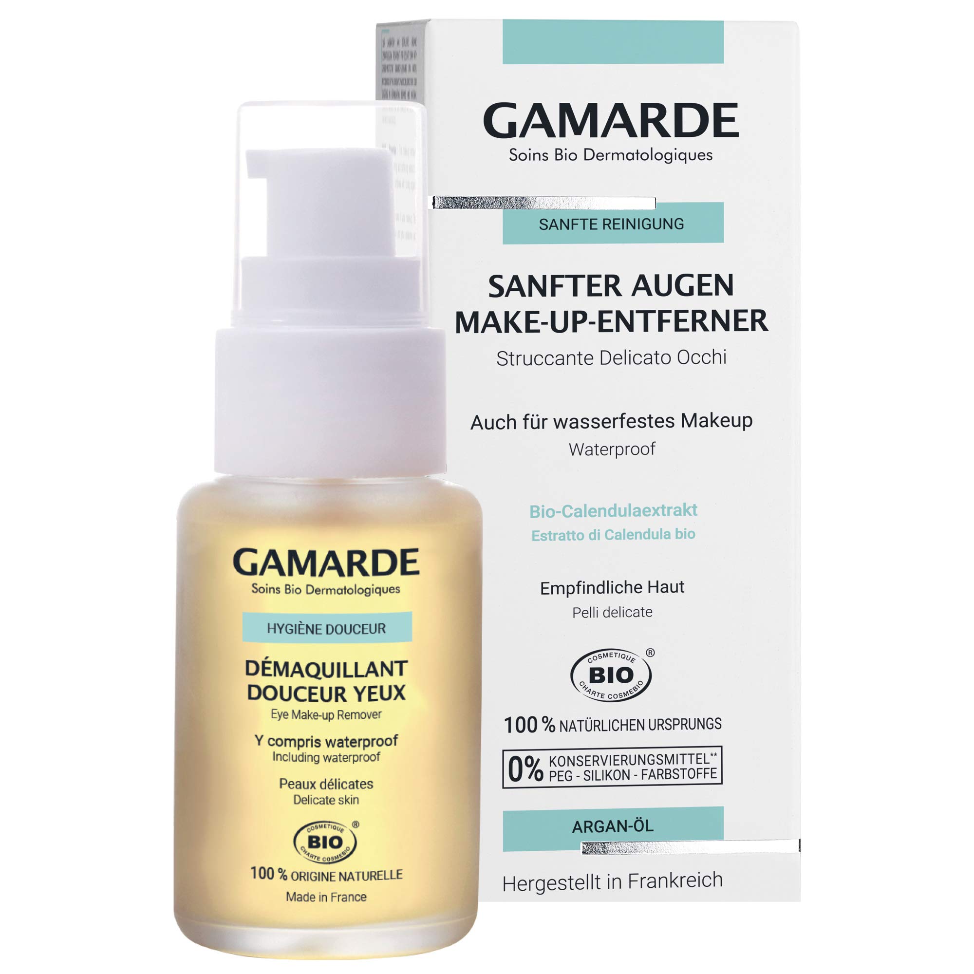 GAMARDE Organic Vegan Eye Makeup Remover - Gentle Cleansing for Sensitive Skin, Natural & Hypoallergenic, 30ml | Perfect for Daily Makeup Removal & Skincare Routine