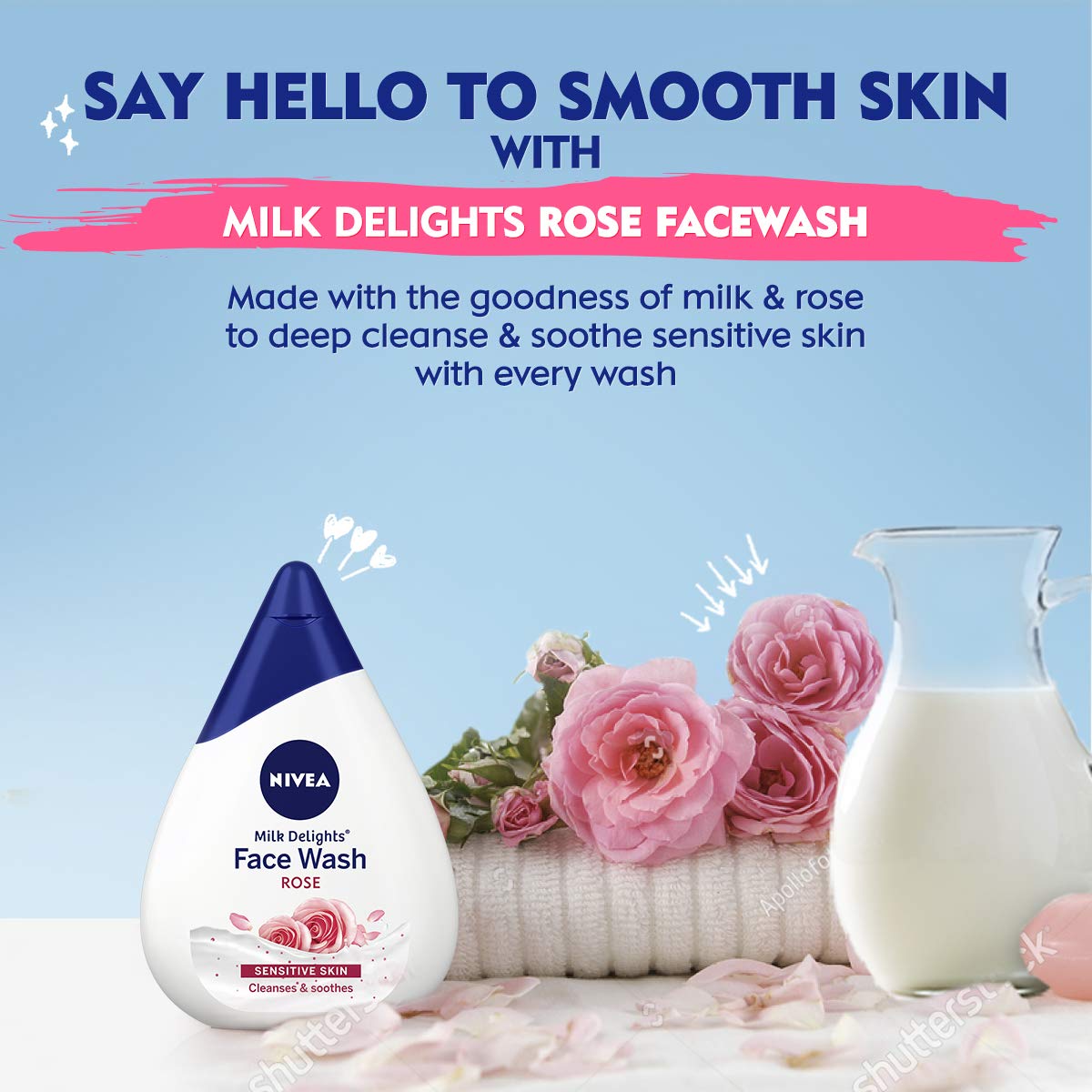 NIVEA Soft Light Moisturizing Cream with Berry Blossom - 100ml Hydrating Face Cream for Dry & Sensitive Skin | NIVEA Milk Delights Rosewater Face Wash for Sensitive Skin - 100ml Gentle Cleanser | Daily Skincare Routine for Soft, Glowing Skin