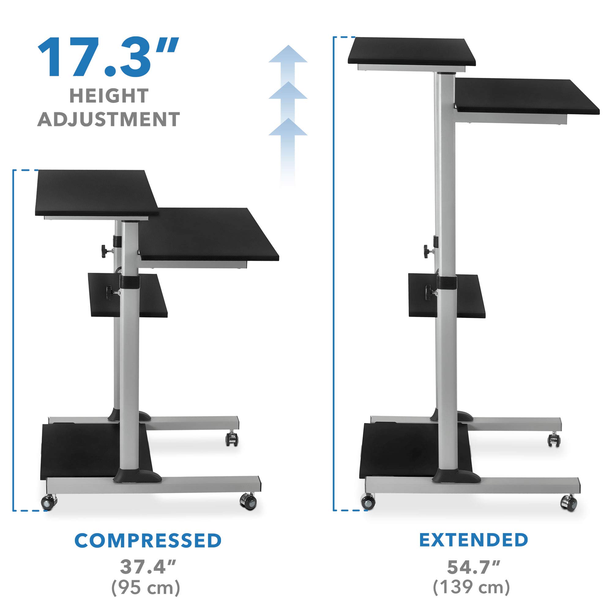 Mount-It! Adjustable Height Rolling Desk - 27.5