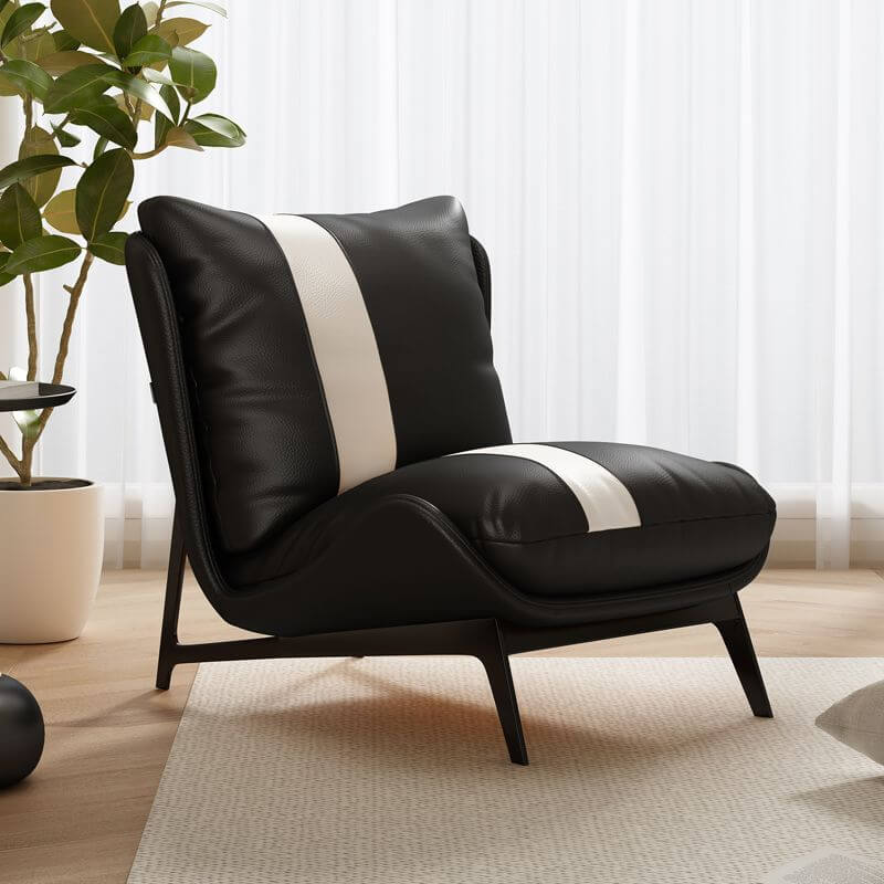 Minimalist Striped Side Chair with Cushion Back - Gray/Auburn/Citrus - Reclining Feature - Perfect for Living Room, Bedroom or Office Decor